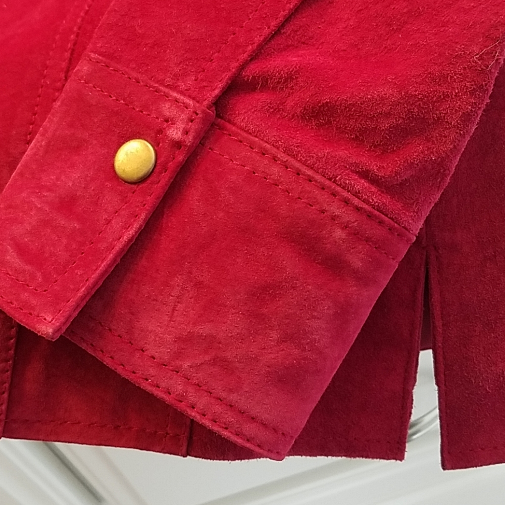 EUC Suede Coldwater Creek Red Leather Jacket  PXS - Picture 5 of 5